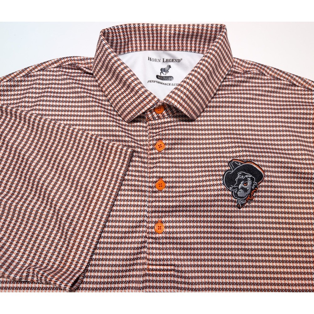 HORN LEGEND Oklahoma State Cowboys Polo Shirt Mens Medium M Orange OSU